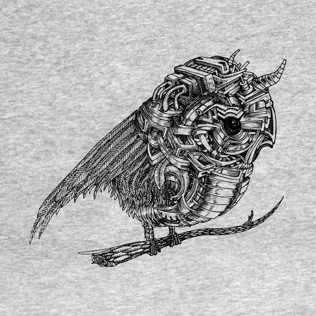 Mechanical Owl | Line Art by Trippinink